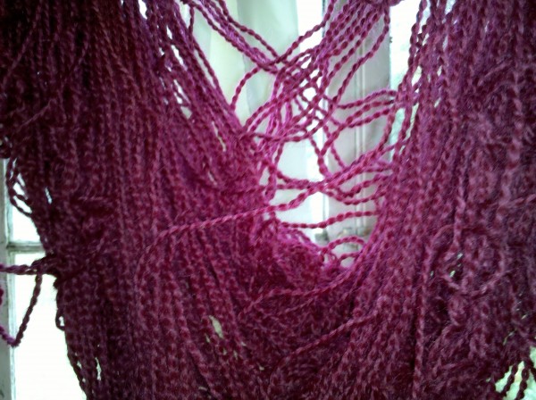 Pokeberry-dyed yarn